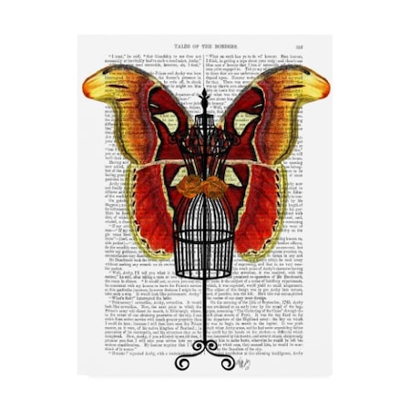 Fab Funky 'Mannequin, Red And Yellow Butterfly' Canvas Art,18x24